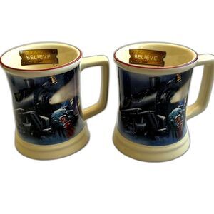 Warner Bros The Polar Express 3D Embossed Cocoa Mugs Set Of 2 Believe